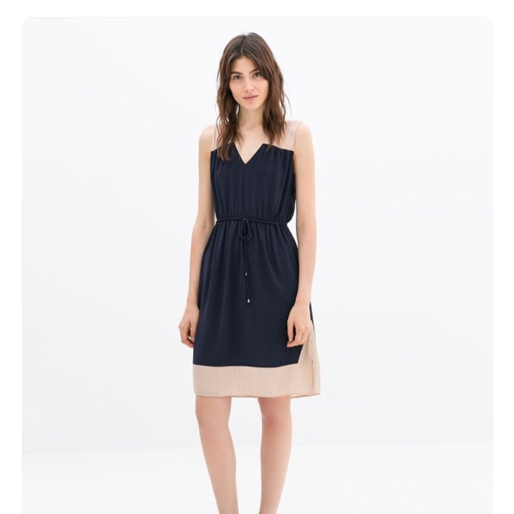 Zara Color block dress with belt  size M